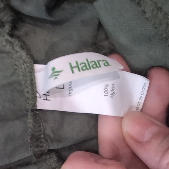 HALARA MidRise Button Zipper Side Pocket Wide Leg Casual Cargo Pants Green Large - Picture 2 of 6